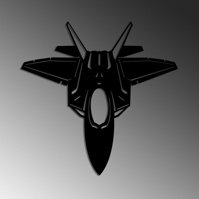 Wallity F-22 RAPTOR Escultura de Pared de Metal Negra